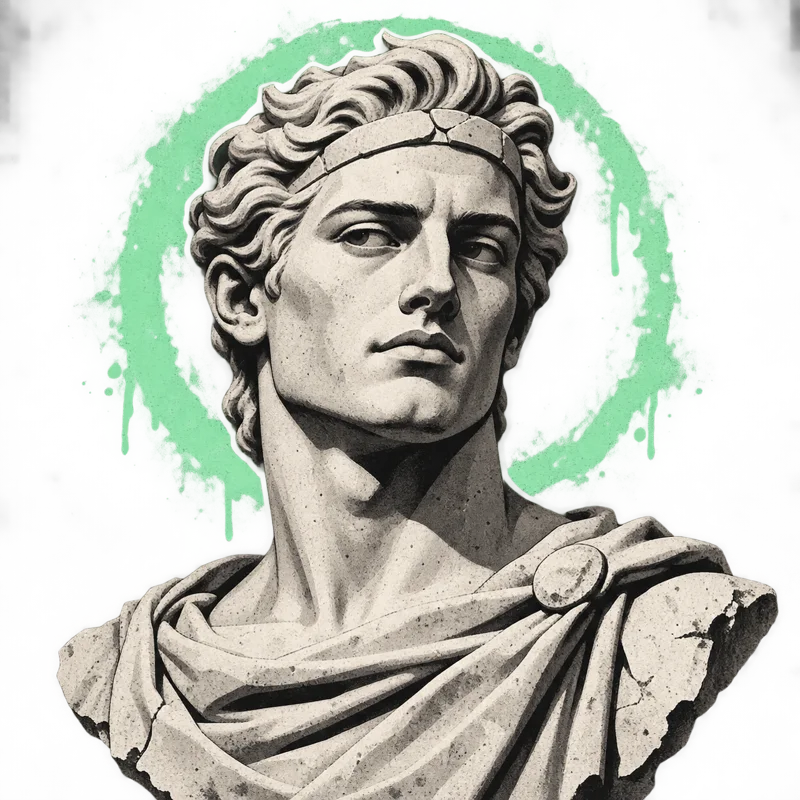 Illustrated Roman-style portrait placeholder for Alexey Melnechinko